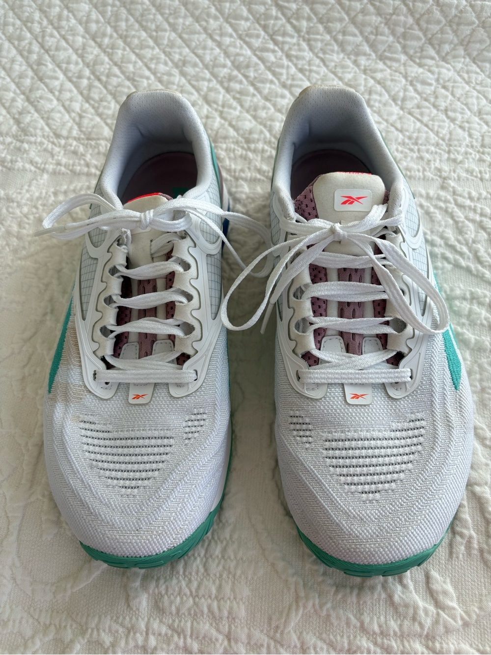 Women’s Reebok Nano X 2 White Teal Pink Athletic Shoes Size 7.5